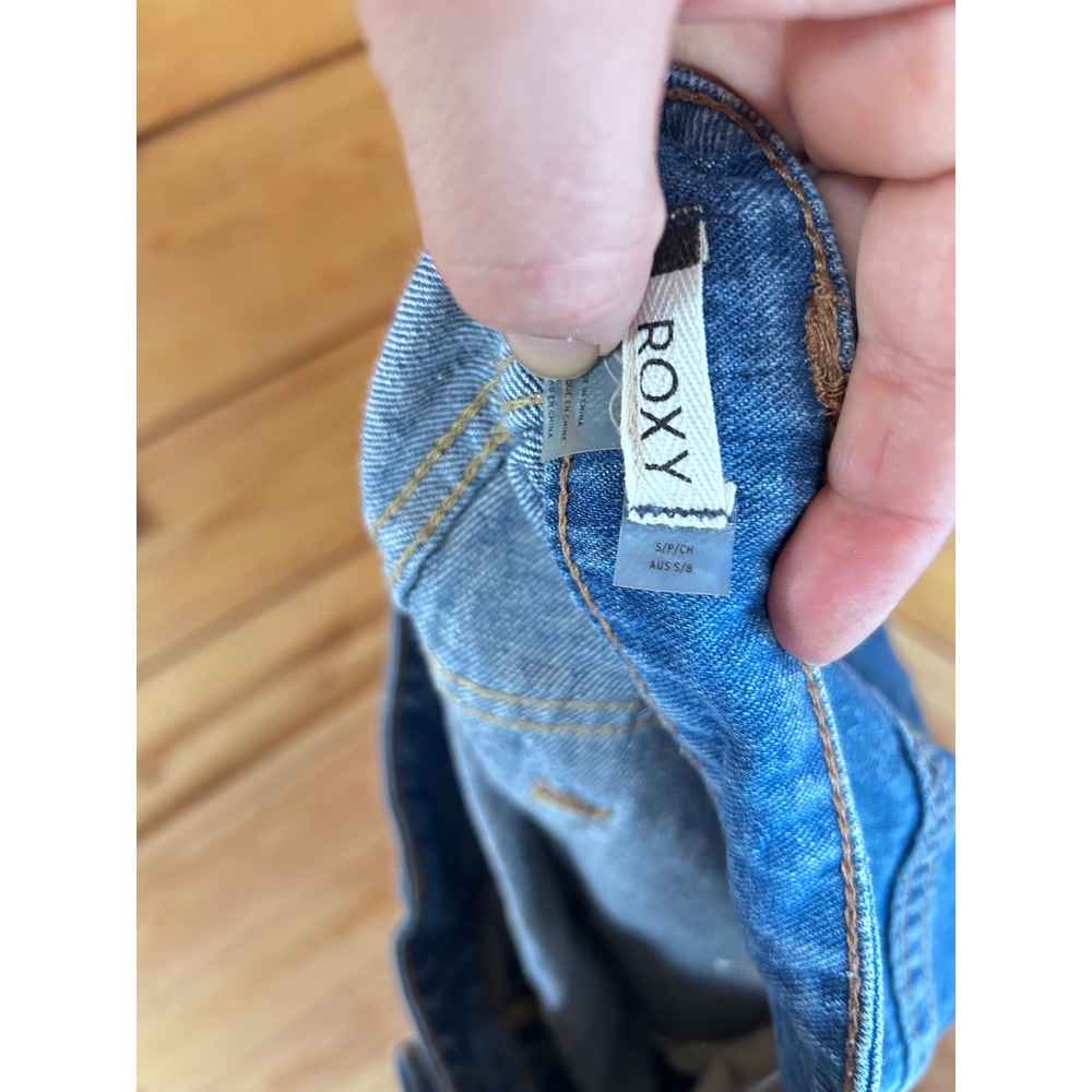 Roxy Womens Denim Mini Skirt Medium Wash Raw Hem Blue Size Small‎ S/P/CH - Picture 7 of 9